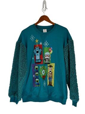 Disney Pixar Characters Toy Story Monsters Inc Up Nutcracker Sweatshirt Size M